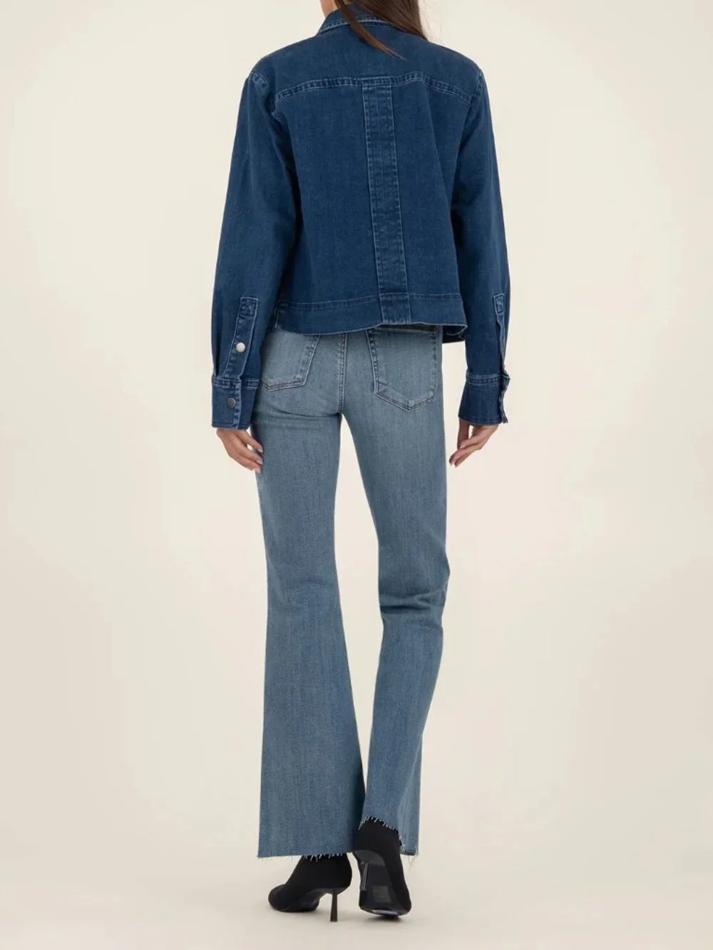Kut from the Kloth Remy Jacket M Indigo Patch Flap Pockets Snap Front Long Sleev - Picture 4 of 9